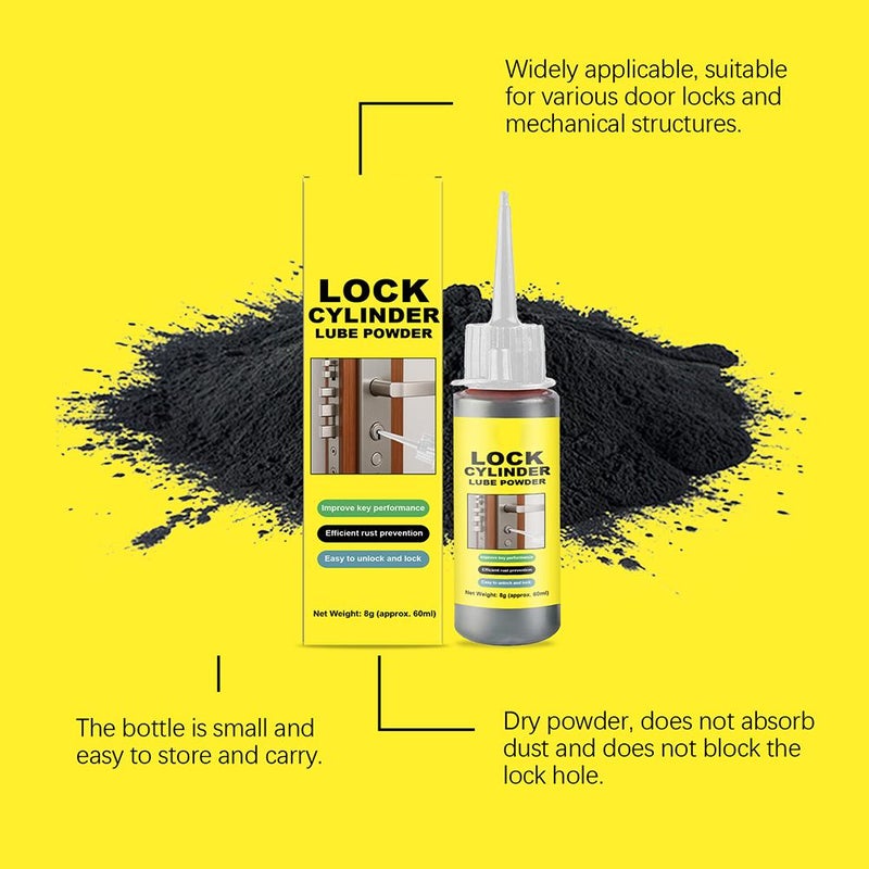 Graphite Lubricant Powder, Lock Cylinder Lube Powder With No Dust, Home Products For Window Guides, Car Locks, Bearings, Keys, Door Guides & Anti-Theft Door Lock Hinge (2 Pcs) - Image 5